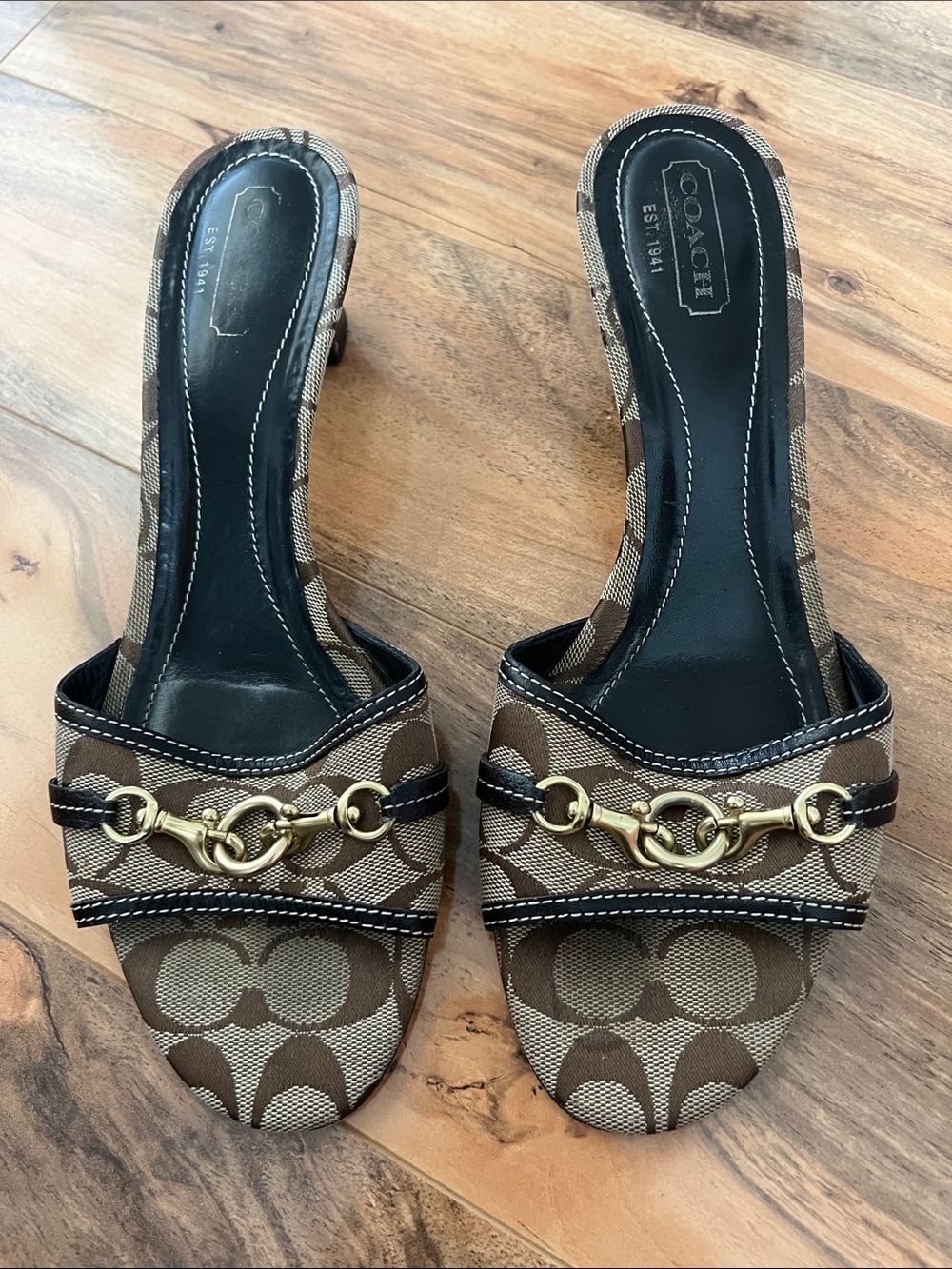 Coach Vintage Y2K Pattie Horsebit Signature C Slide Sandals Women’s 10B Brown